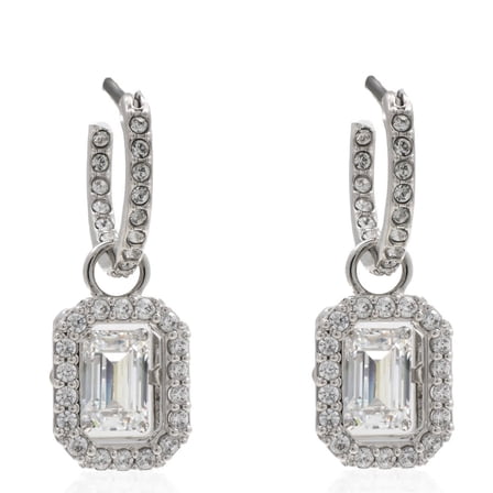 Swarovski Ladies Millenia White Rhodium Plated Octagon Cut Drop Earrings
