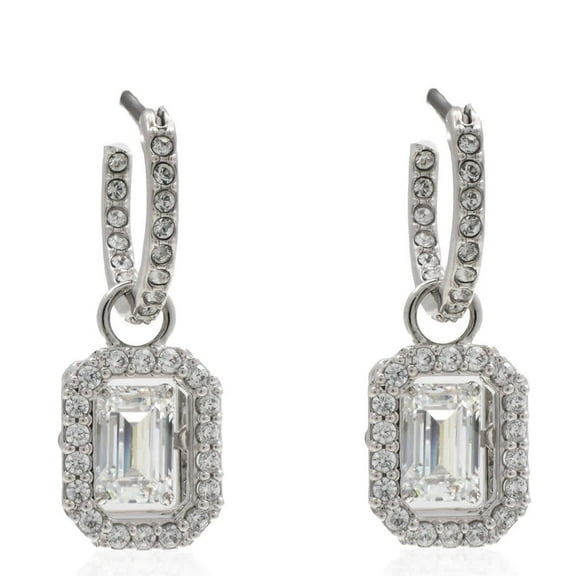Swarovski Ladies Millenia White Rhodium Plated Octagon Cut Drop Earrings