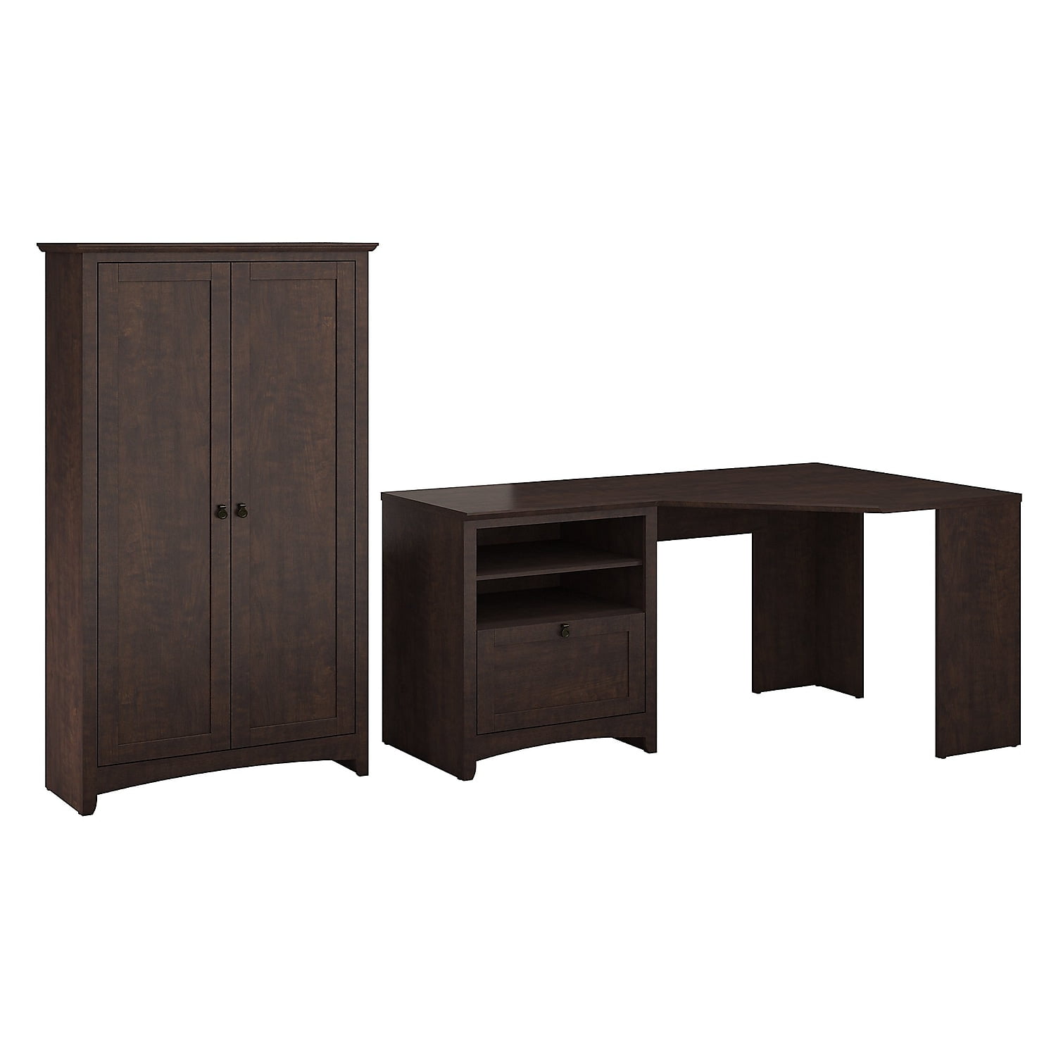 Bush Furniture Buena Vista Corner Desk with Tall Storage