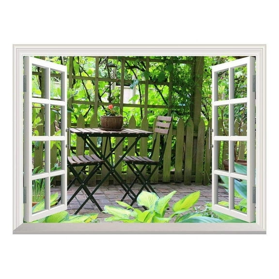 Removable Wall Sticker/Wall Mural - Quiet Lane Under Grape Vines | Creative Window View Wall Decor - 36"x48"