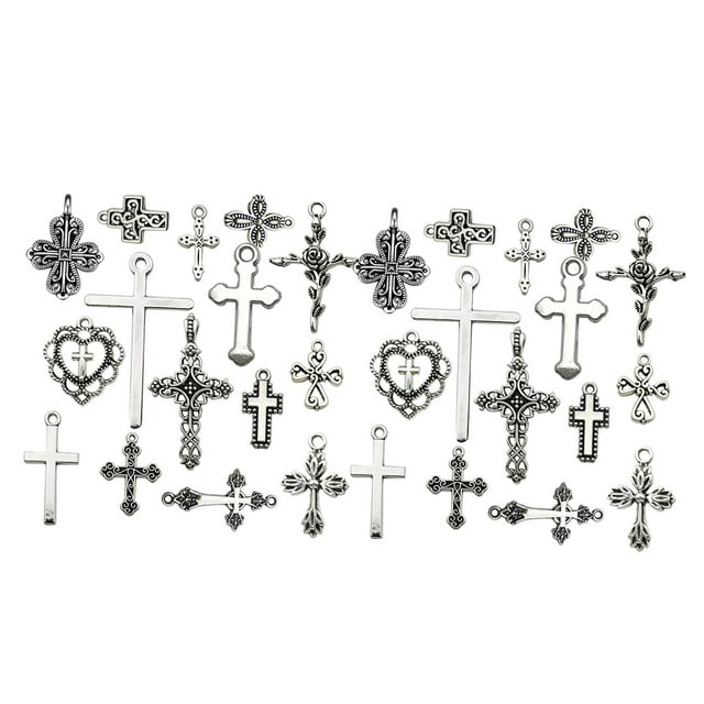 30 piezas de colgante de cruz, joyería, regalos DIY, aleación de zinc, creativo, elegante, para mujeres y hombres, dije para tobilleras, pulseras, col