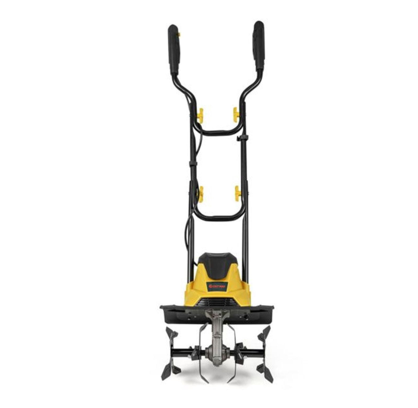 10 Amp Electric Tiller - 380 RPM Garden Cultivator, 14" Working Width, 4 Blades, Foldable Handle for Soil Preparation