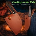 thumbnail image 3 of Chopping Knife for Cutting Meat Cleaver Kitchen Knife Serbian Butcher Knife with Leather Sheath,6.7", 3 of 8
