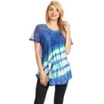 thumbnail image 5 of Sakkas Lulu Short Sleeve Summer Casual Fresh Blouse Top Lace Tie-dye & Corset - Blue - One Size, 5 of 5