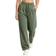 thumbnail image 2 of QSXADF Women's Casual Straight Leg Pants Drawstring Pants Drawstring Solid Sweatpants with Elastic Waist and Pockets for Home Lounging Days Women's Pants, 2 of 5