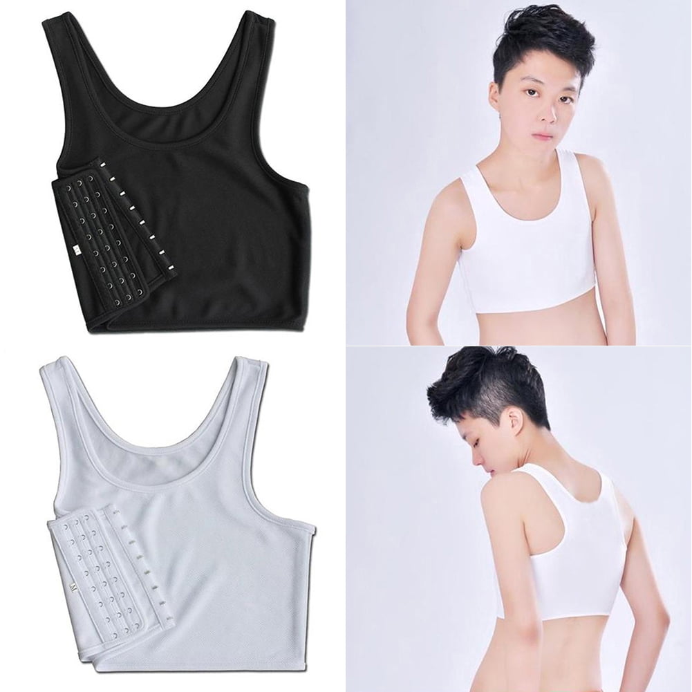 Cheers.US Casual Breathable Buckle Short Breast Binder Vest Tops Chest