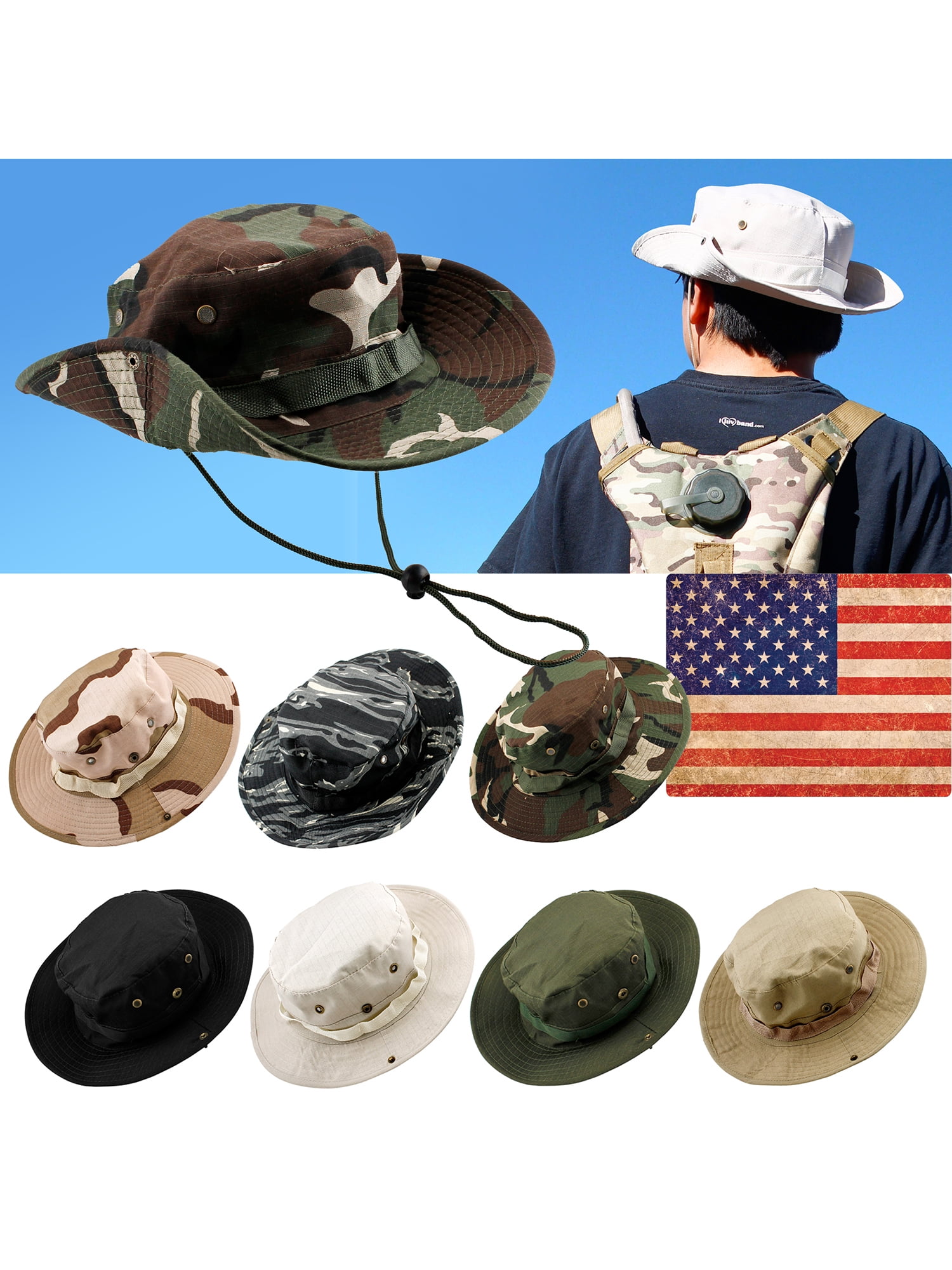 Men Fishing Hunting Hat Bucket Boonie Outdoor Cap Washed Cotton Summer by GEARONIC TM
