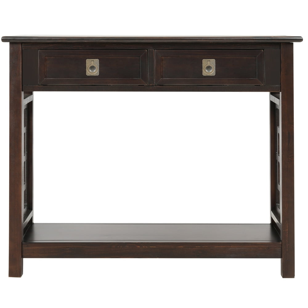 Hallway Entryway Accent Table with Storage Shelf, Large Console Table with 2 Storage Drawers