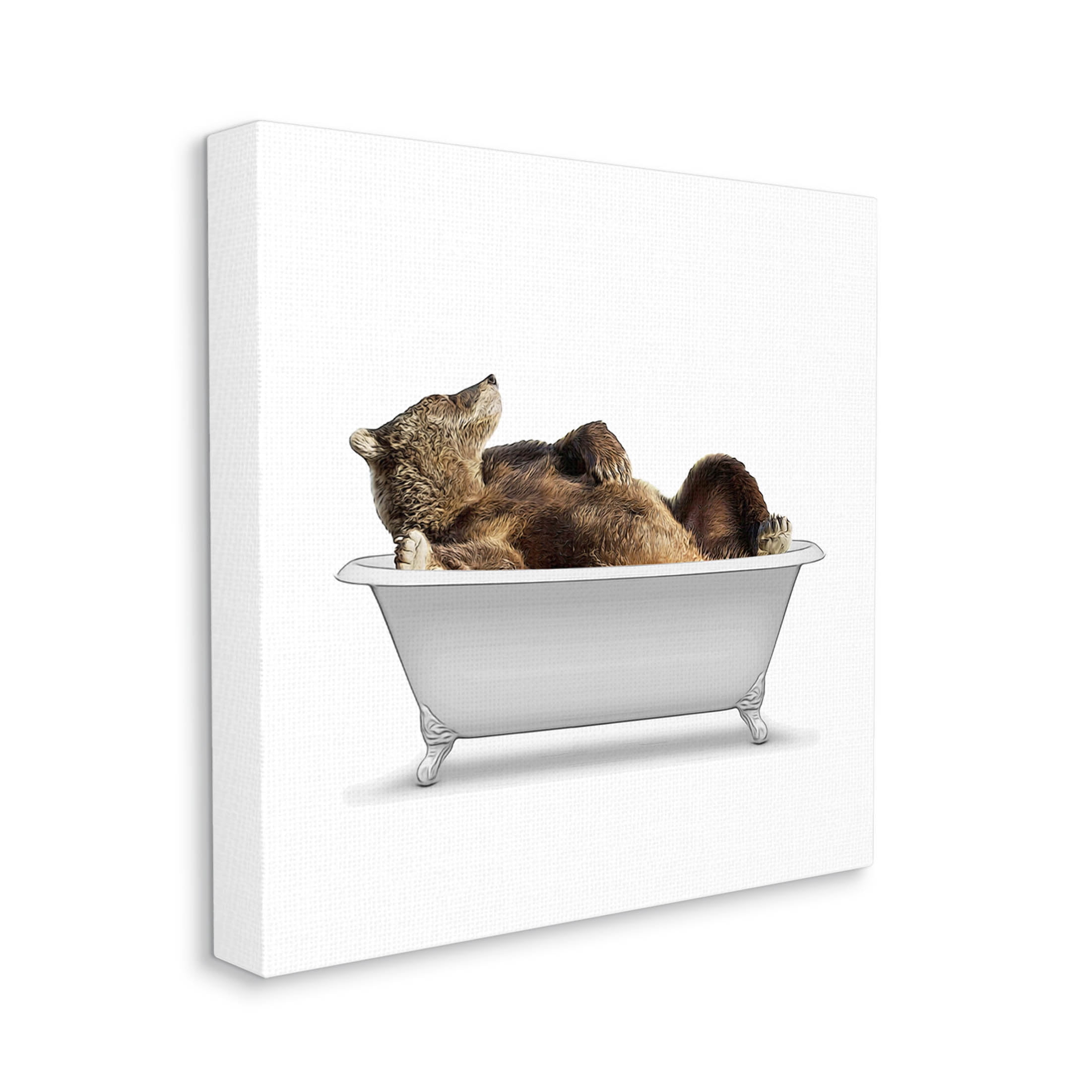 Stupell Industries Bathroom Wildlife Bear in Tub Graphic Art Gallery Wrapped Canvas Print Wall Art, Design by Annalisa Latella
