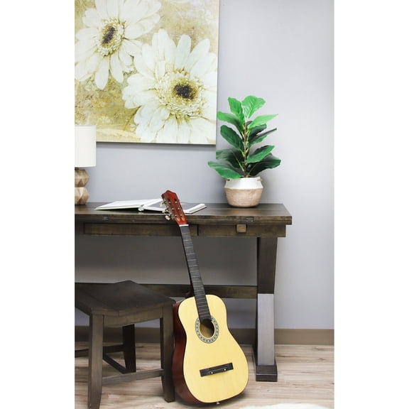 The Mod Greenhouse 22" Artificial Green Fiddle Leaf Plant in a Black Matte Planter Pot