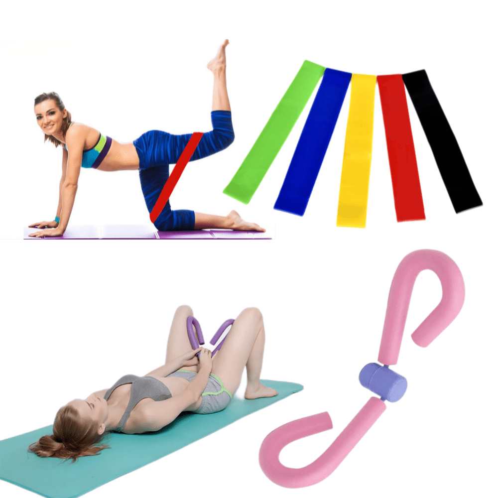 5PCS Resistance Workout Bands with Thigh Exerciser, Booty Bands, Non
