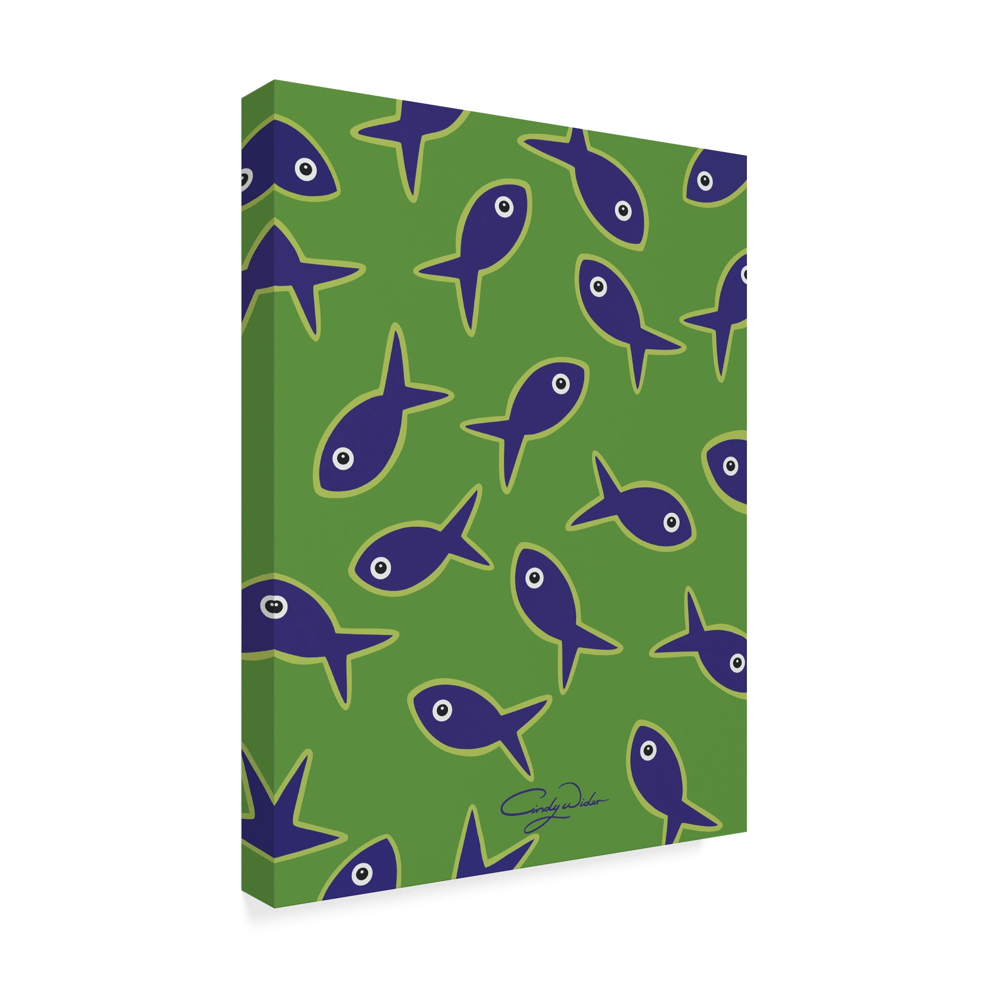 Trademark Fine Art 'Lime With Purple Fish' Canvas Art by Cindy Wider