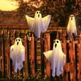 thumbnail image 3 of Halloween Light-Up Hanging Ghost Decorations, 20" Spooky Glowing Ghost with LED Lights, Cute White Fabric Flying Ghost Ornament for Indoor Outdoor Porch, Yard, Tree, Party Decor (2 Pack), 3 of 11