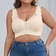 thumbnail image 5 of SMihono Front Closure Bras for Women Plus Size No Underwire Full Coverage Push up Bra Support and Lift Padded Lace Bralettes Beige XXXXL, 5 of 7