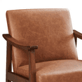 thumbnail image 6 of Alden Design Modern Accent Chair with Wooden Frame, Warm Brown Faux Leather, 6 of 10