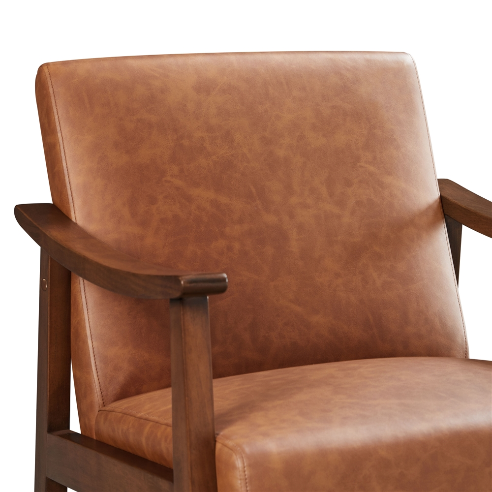 Alden Design Modern Accent Chair, Warm Brown Faux Leather photo 7