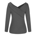 thumbnail image 4 of Pntutb moda mujer Otoño Invierno Color sólido manga larga bolsillo pulóver cuello pico hombros descubiertos manga larga tops Pntutb Pntutb-2449, 4 of 6