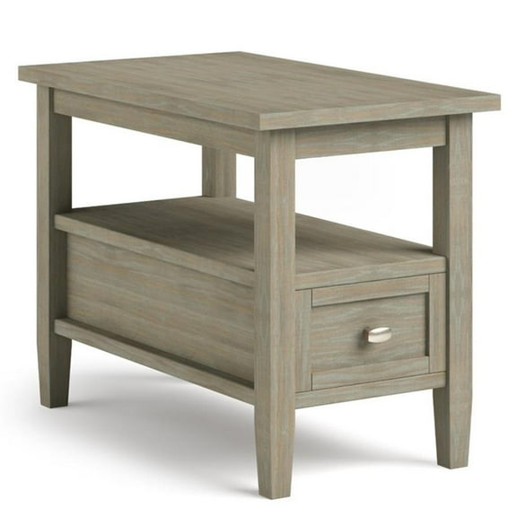 Trent Home 14" W Solid Wood Rectangle Narrow Side Table in Distressed Gray