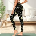 thumbnail image 3 of Renewold Moon Star Yellow Black Yoga Pants with Pockets for Women Full Length Lounge Leggings High Waist Tummy Control Running Pants Activewear Stylish Womens Leggings, L, 3 of 8