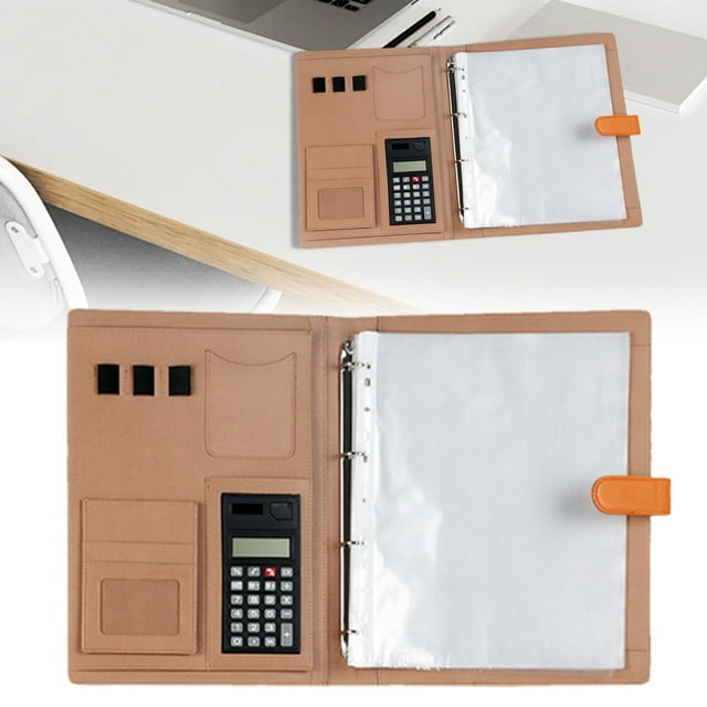 Meiiso Orange Business Folder with Calculator - Perforated Document Organizer, Large Inventory Clearance Flash Purchase
