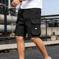 thumbnail image 5 of Besolor Men's Plus Size Cargo Shorts Summer Knee Length Drawstring High Waist Wide Leg Pants Casual Loose Running Sweat Shorts with Pocket, 5 of 7