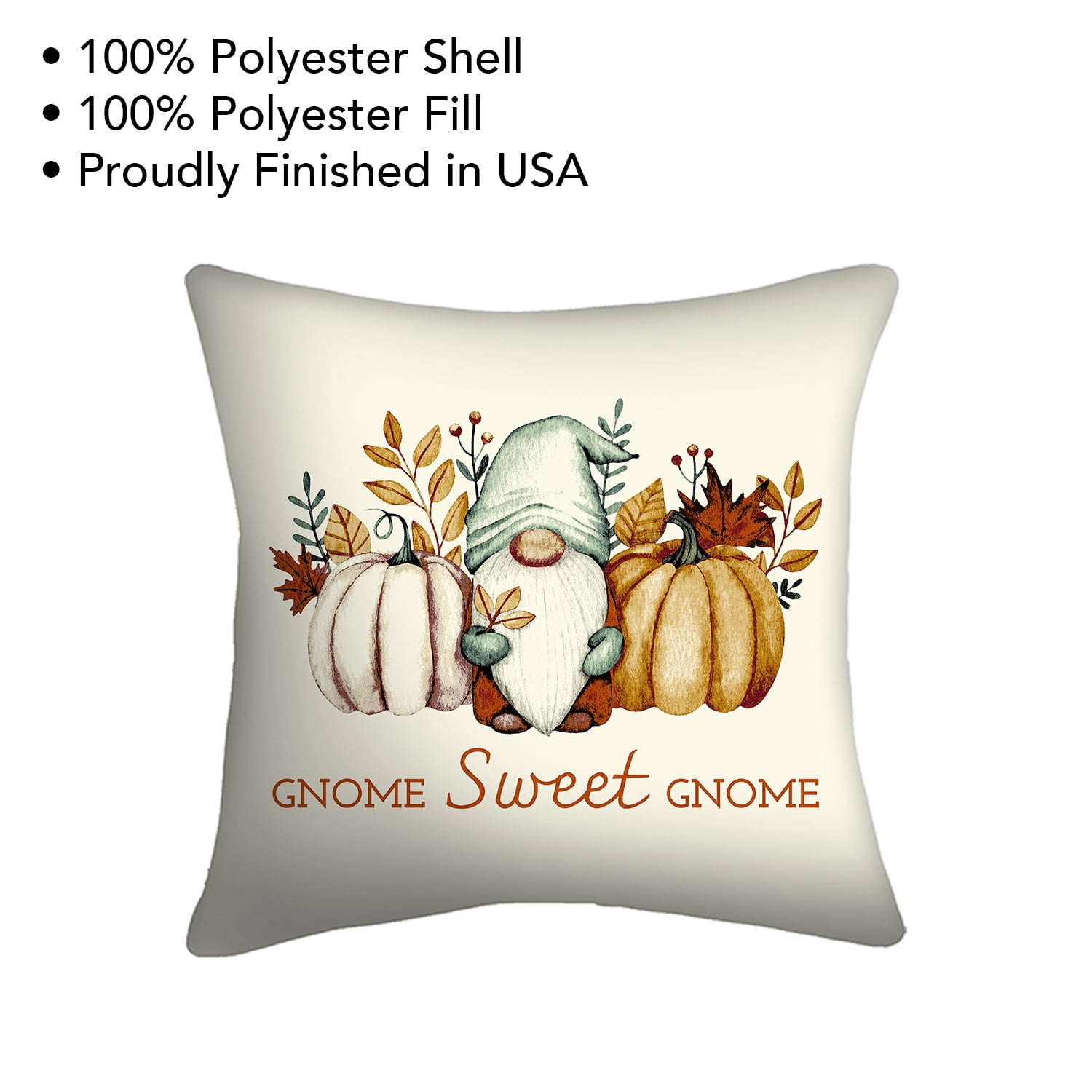 Mainstays 16" x 16" Reversible Floral Gnome Decorative Outdoor Throw Pillow, Multi, 1 Count