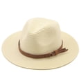 thumbnail image 1 of Zhuge Sombrero de paja masculino, talla M (56 - 58cm), sombrero panameño, blanco lechoso, 1 pieza, 1 of 5