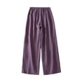 thumbnail image 4 of REALiKUN Linen Pants for Women Wide Leg Capri Pants High Waisted Drawstring Palazzo Pants, 4 of 7