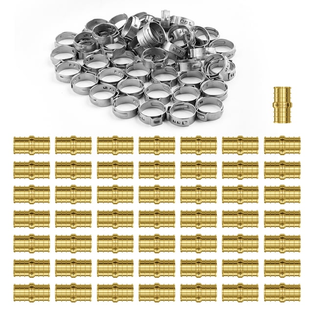 VEVOR Raccords de Tuyaux 3/4 Pouces 50 Pcs Pince en Laiton Style Droit pour Air