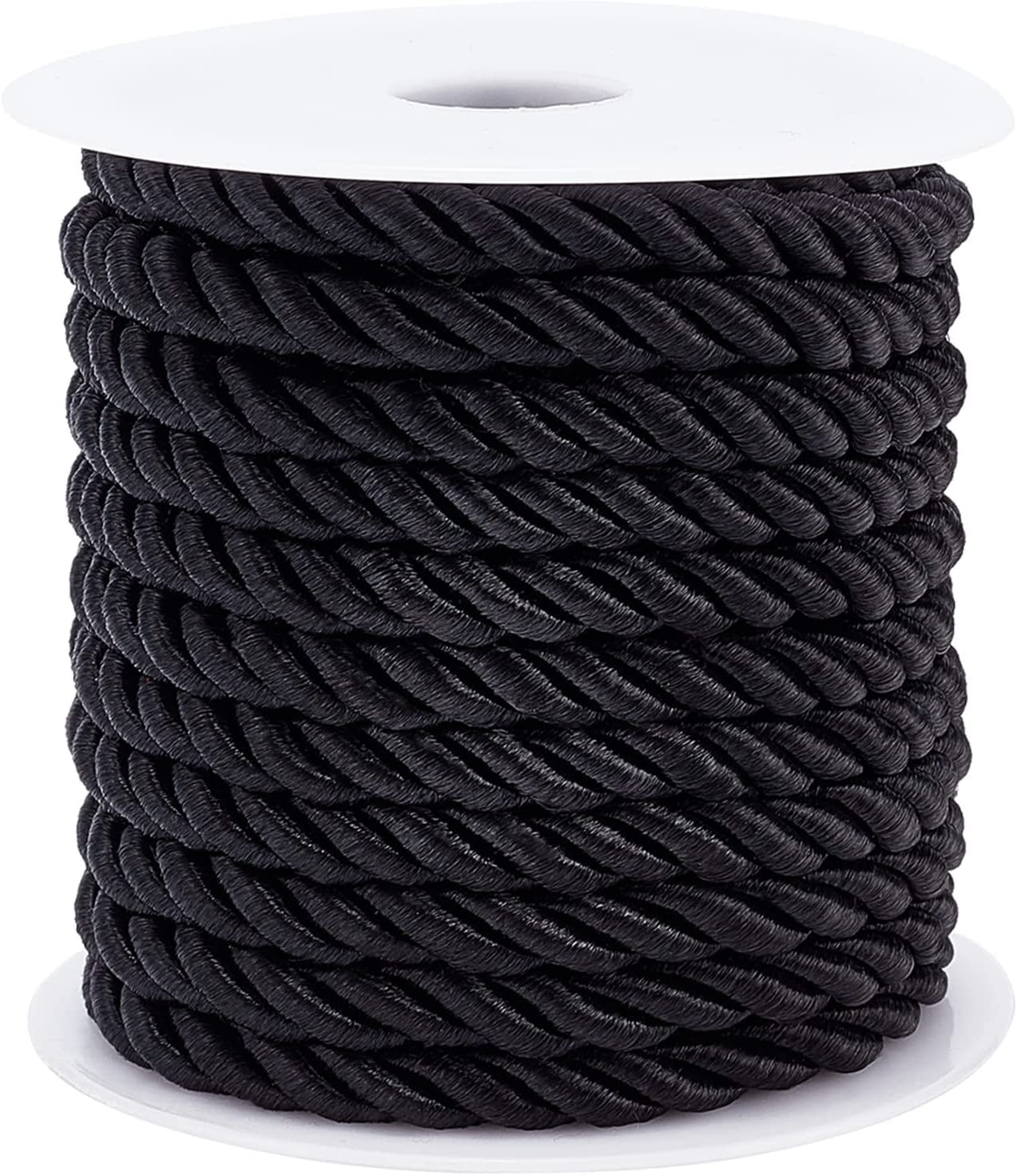 8mm Twisted Cord Black Decorative Rope 3 Cord Trim Twisted Silk