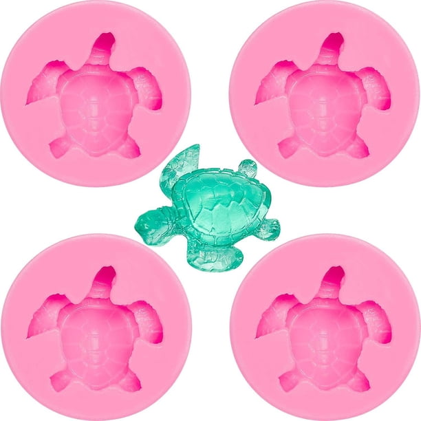4 piezas de molde de chocolate de tortuga, molde de silicona de tortuga marina, molde para fondant, molde para hacer chocolate, molde para hornear, herramienta para decoración de p