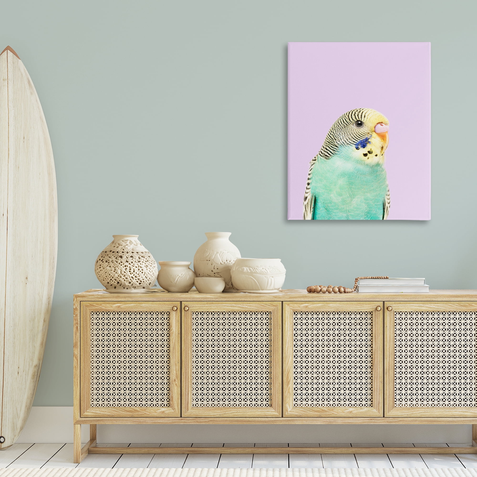 Stupell Industries Pastel Budgie Bird Animals Painting Wrapped Canvas Art Print Wall Art, 30 x 40