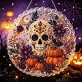 thumbnail image 2 of Halloween Pearl Diamond Painting Kit, DIY Craft Pre-Assembled Metal Chain, Acrylic Round Board with Lace Edge, 3D Mixed-Sized Pearl Beads Craft, Festive Window Wall Decor, 2 of 5