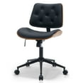 thumbnail image 7 of HAWGUAR Armless Home Office Chair with Wheels Mid Back Modern Walnut Chair Small Desk Chair No Arms Leather  Computer Chair for Office, Meeting Room,Makeup Room (Black), 7 of 7