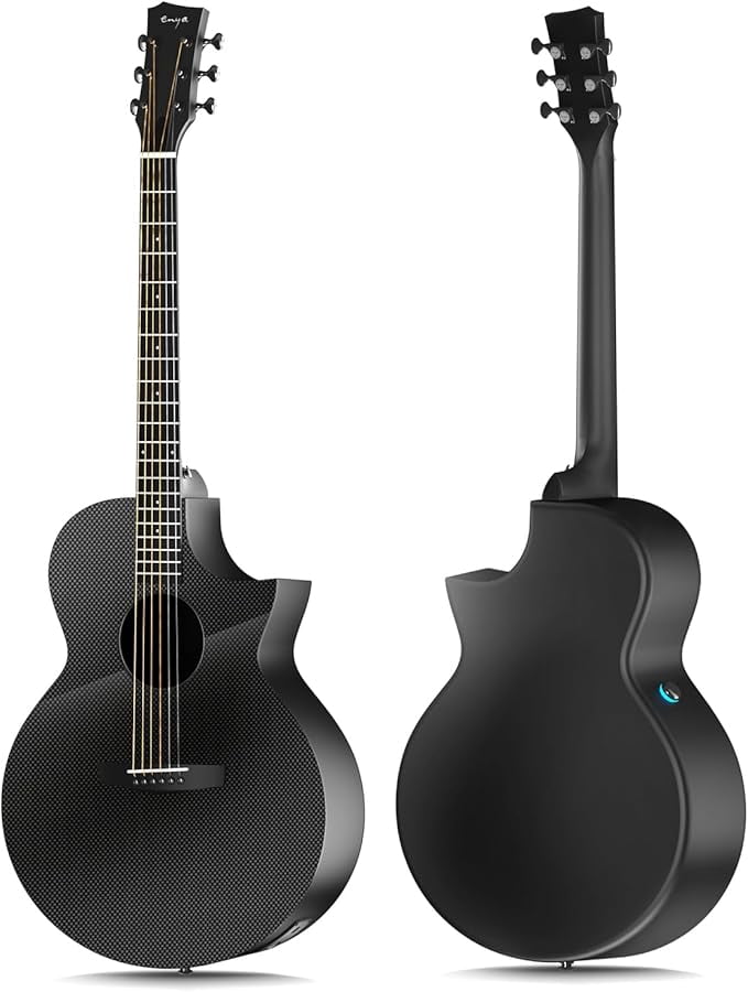 Enya Acoustic Electric Guitar Carbon Fiber X3 Pro Travel Guitar AcousticPlus 41” Full-Sized Guitar Bundle with Gig Bag, Instrument Cable & USB Type-C Charging Cable