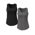 thumbnail image 2 of SHOWMALL 2 Pack Plus Size Tank Tops for Women, Comfy Curved Hem Sleeveless Summer T-Shirts, Casual Everyday Tops -Black & Gray 1X, 2 of 8