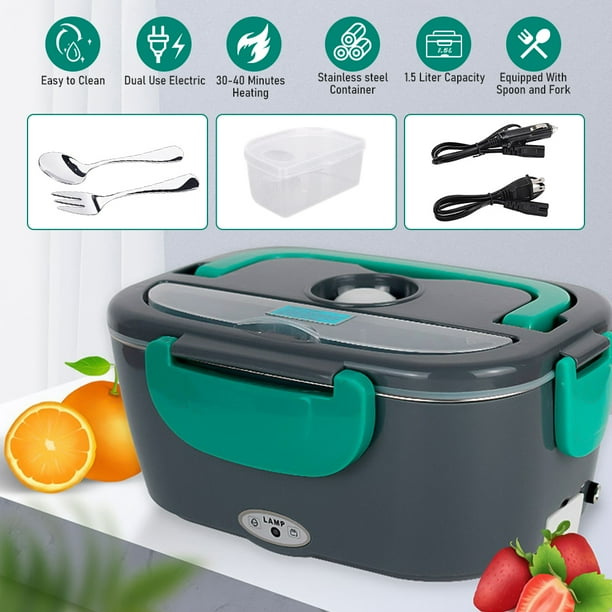 2 in 1 110V 12V Electric Heated Lunch Boxes for Adults,Stainless Steel