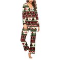 thumbnail image 2 of Riecok Womens Pajama Sets Plus Size Long Sleeve Reindeer Printed Tops and Wide Leg Pant Holiday Loungewear Matching Outfits, 2 of 5