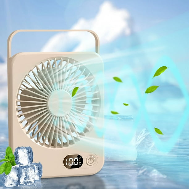 Ventilador de escritorio delgado, recargable, de larga duración y con gran potencia de viento, silencioso y plegable.