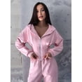 thumbnail image 6 of Women 2 Piece Outfits Zip Up Crop Hoodies SweatPants Lounge Matching Sweat Set Winter Trendy Clothes Pink M, 6 of 10