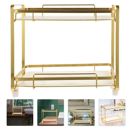 NICEXMAS 1Set Bathroom Cosmetics Holder 2 Layer Storage Shelf Golden Corner Storage Rack for Home