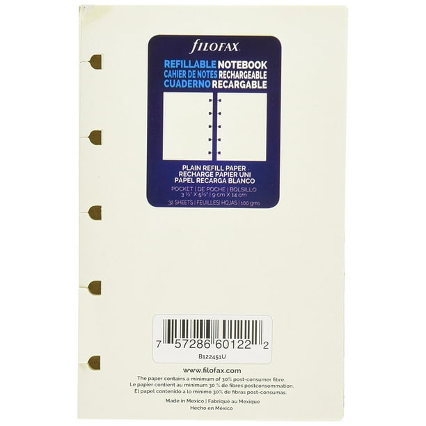 Filofax Blank Pocket Notebook Refill