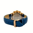 thumbnail image 4 of Alfred Sung Men's Dual Time Rose Gold Date Blue Dial Leather Watch, 4 of 5