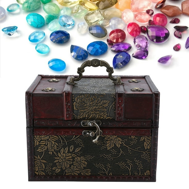 Portable Wooden Jewelry Box Organizer - Golden Grape Design