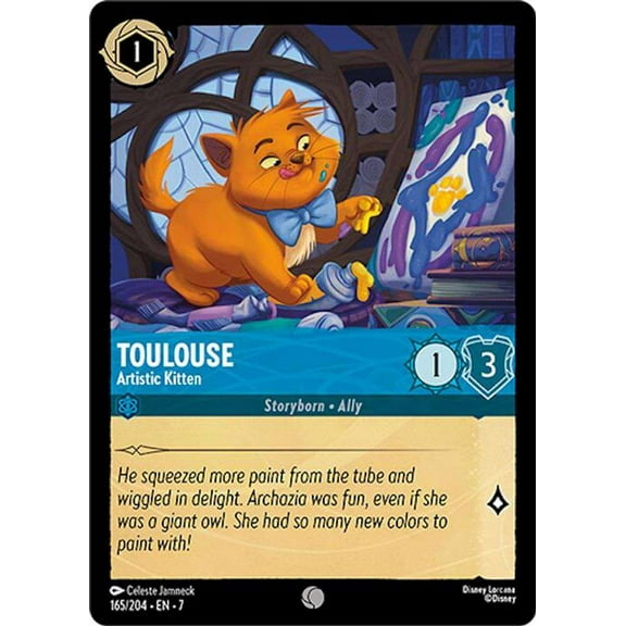 Disney Lorcana Archazia's Island Common Toulouse - Artistic Kitten #165