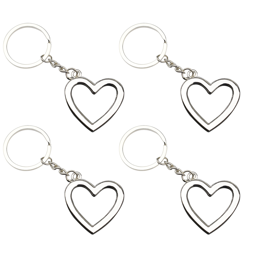 Rosarivae 4pcs Heart Shaped Keychain Hanging Key Ring Ornament Alloy