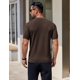 thumbnail image 4 of Camiseta COOFANDY de punto para hombre, cuello redondo, manga corta, color café, 4 of 8
