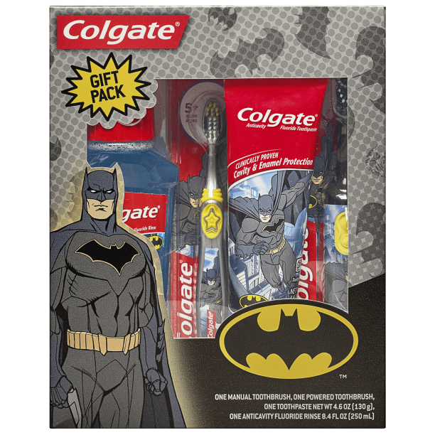 Colgate Kids Toothbrush, Toothpaste, Mouthwash Gift Set Batman