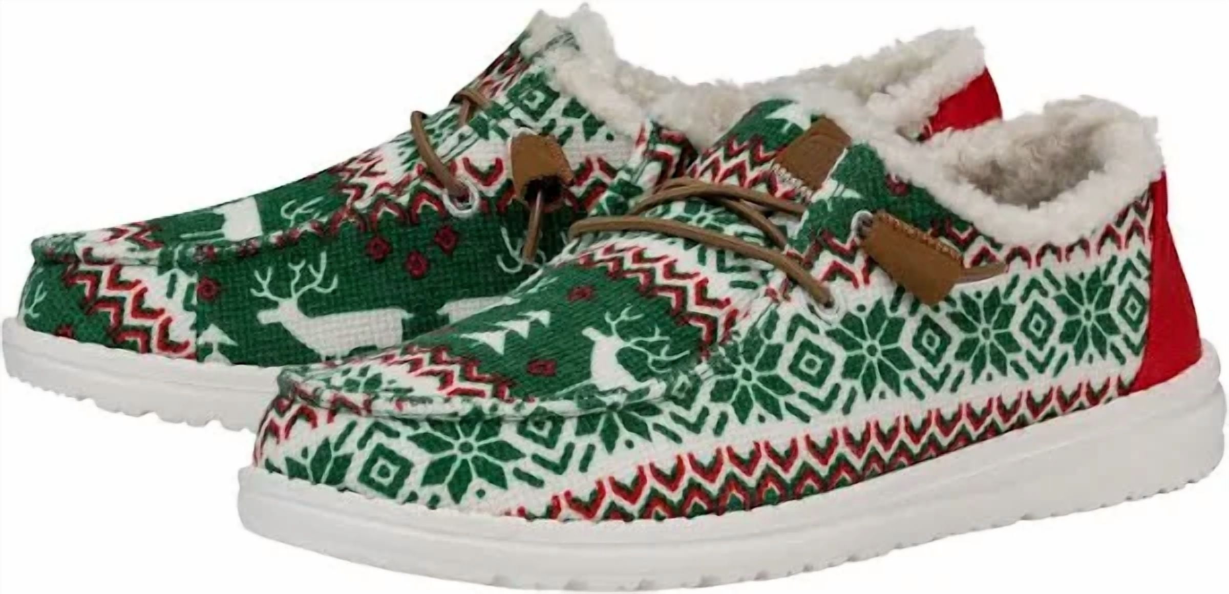 Hey Dude Wendy Ugly Sweater Faux Shear Christmas Shoes 