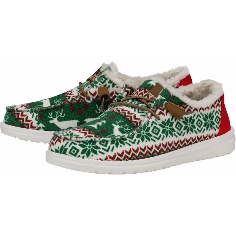 Hey Dude Wendy Ugly Sweater Faux Shear Christmas Shoes  display picture 1